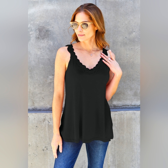 Basic Bae Full Size Lace Detail V-Neck Cutout Cami - Picture 1 of 5